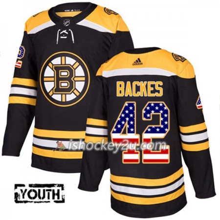 Børn NHL Boston Bruins Trøje David Backes 42 Adidas 2017-2018 Sort USA Flag Fashion Authentic